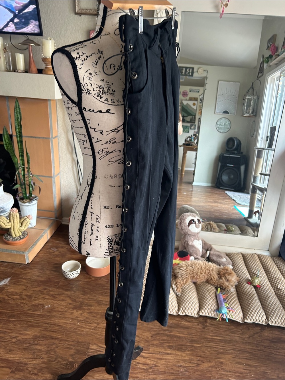 Black Lace-Up Side Eyelet Men's Dress Pants